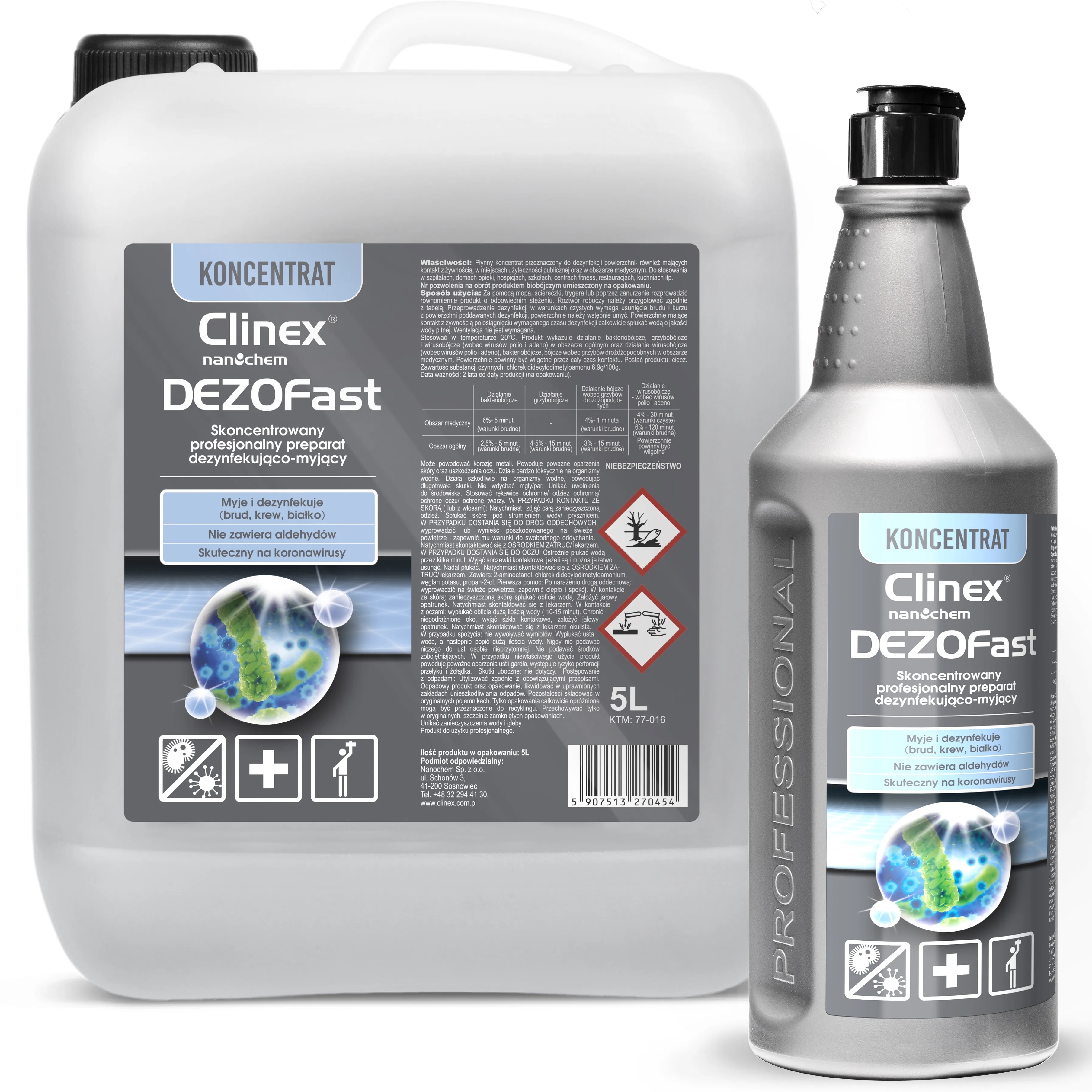 CLINEX DEZOFAST <br />
skoncentrowany preparat dezynfekująco-myjący 